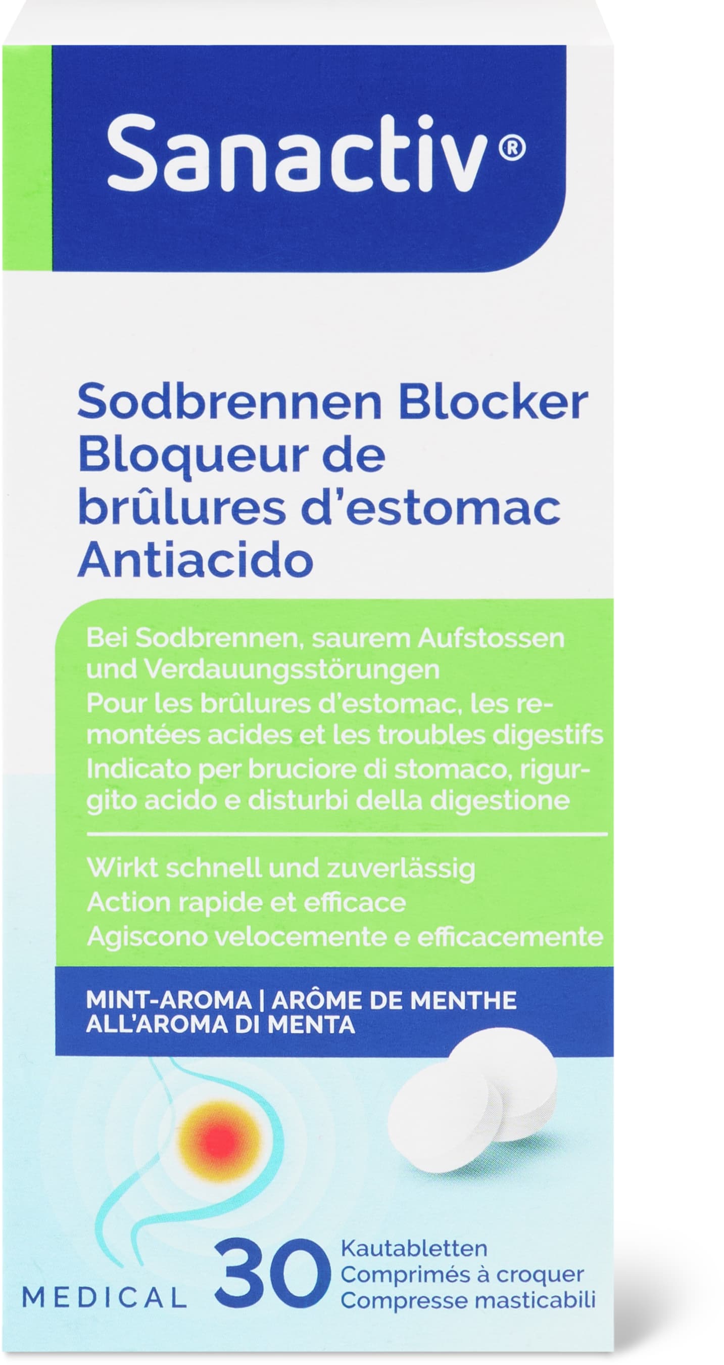 Sodbrennen Blocker Kautabletten Mint Aroma